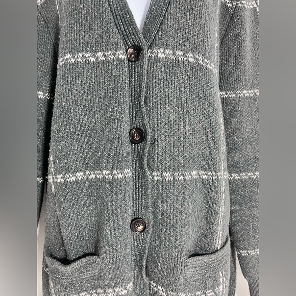FAHERTY Gray Ribbed Cotton Blend Cardigan Medium Knit Open Front Small - Picture 4 of 5